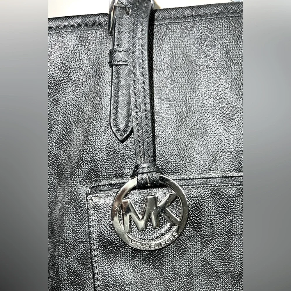Black Leather Tote Bag MK - Picture 4 of 15
